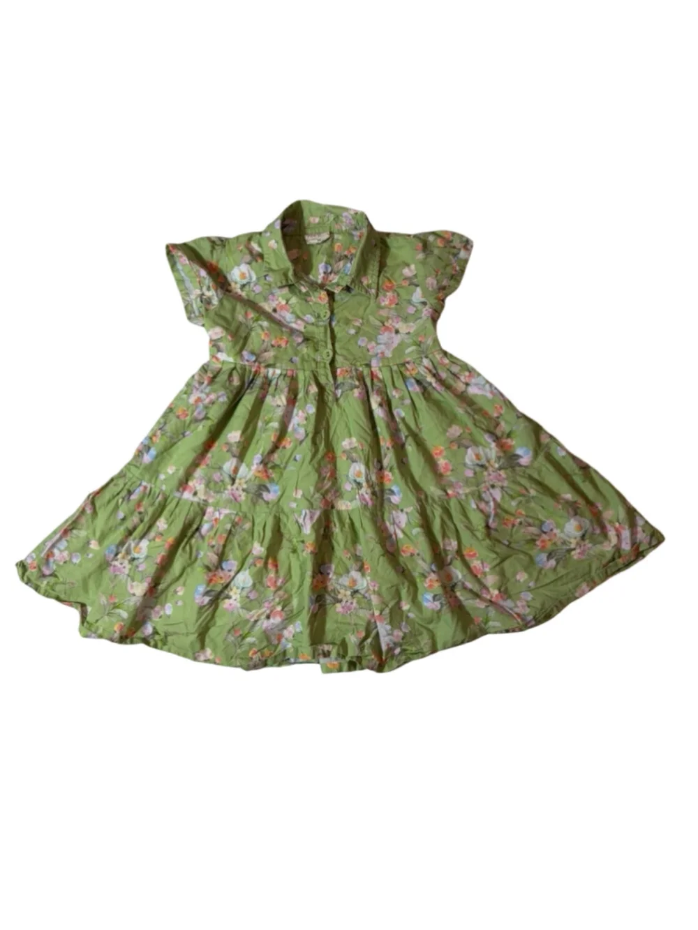Pink One Green Floral Tiered Prairie Dress Size 24 Cottagecore Boho